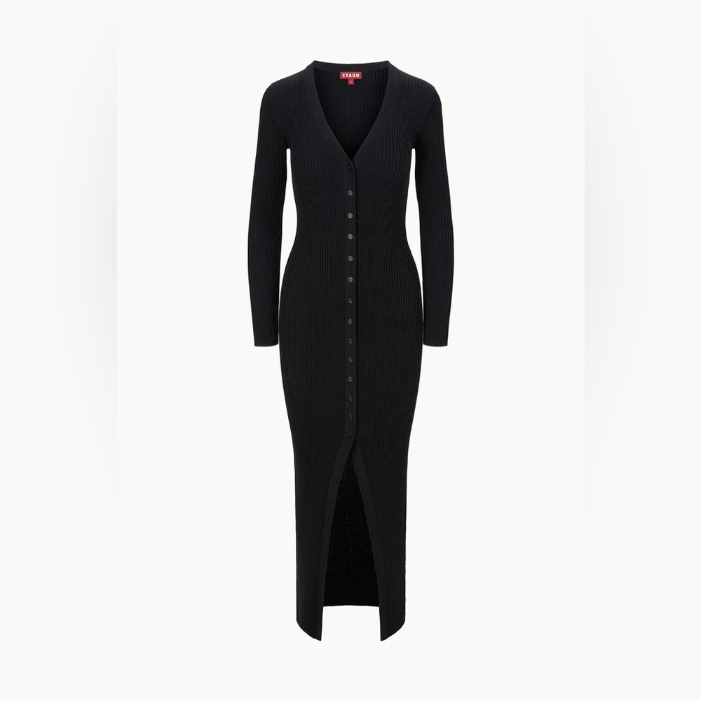 NWT STAUD Black V-Neck MAXI Cardigan